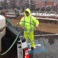 Nathan Robertson with Fayetteville Parks and Recreation was spreading a salt and water mixture at th...