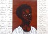 Memories of Mason jars from artist Delita Martin’s childhood become an element of her print titled Alma (AL ma): Her Soul. The work includes media such as handwritten text and ballpoint pen. 