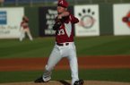 Arkansas pitcher Trey Killian delivers a pitch during the second inning Saturday at Surprise Stadium in Surprise, Ariz. 