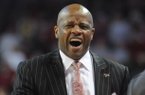 Arkansas coach Mike Anderson celebrates during the second half of the Razorbacks' win over Kentucky Saturday, March 2, 2013, in Bud Walton Arena in Fayetteville.