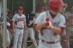 Arkansas coach Dave Van Horn watches from the dugout as outfielder Joe Serrano bats during the Razorbacks' 4-3 loss to Pacific on Sunday in Surprise, Ariz. 