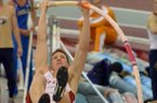Arkansas pole vaulter Andrew Irwin makes a jump Friday night during the 2013 NCAA Indoor Track and Field Championships at the Randal Tyson Track Complex in Fayetteville.