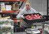 An employee at Organically Grown Co.’s warehouse in Gresham, Ore., sorts bell peppers in February. Inventories at U.S. wholesalers rose 1.2 percent in January, beating economists’ estimates. 