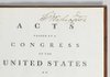 George Washington’s signature can be seen at the top of the title page of the first president’s personal copy of the Acts of Congress, a printed record of the nation’s first legislative session. 