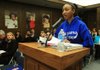 Vicktoriea Carroll, a senior at LISA Academy-North, on Monday addresses an Arkansas Board of Education meeting. 