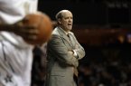 Vanderbilt head coach Kevin Stallings watches his team in the first half of an NCAA college basketball game against South Carolina on Saturday, March 9, 2013, in Nashville, Tenn. (AP Photo/Mark Humphrey)