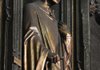 The image of St. Patrick, the patron saint of Ireland, is featured on the bronze front doors of St. Patrick’s Cathedral in New York. 