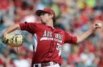 Arkansas pitcher Randall Fant throws the ball during a game against Ole Miss on Saturday, March 16, 2013 at Baum Stadium in Fayetteville. Fant pitched six innings and the Razorbacks beat the Rebels, 10-1.