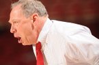 Arkansas coach Tom Collen directs his players against South Carolina during the second half Sunday, Jan. 27, 2013, in Bud Walton Arena.