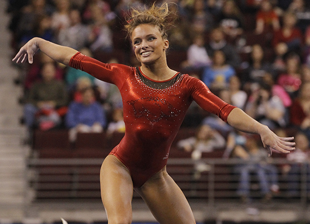 Arkansas Gymnast Katherine Grable Competes In The Floor Exercise During