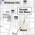This map shows where a tornado hit the Oklahoma City area on Monday, May 20, 2013.