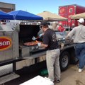 Tyson workers preparing food for volunteers in Moore, Okla.