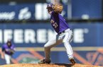 LSU's Ryan Eades delivers in the first inning during a Southeastern Conference tournament college baseball game against Alabama, Friday, May 24, 2013, at the Hoover Met in Hoover, Ala. (AP Photo/AL.com, Vasha Hunt)