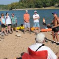 Olympic kayak paddler Mike Herbert of Rogers, right, gives his basic kayaking seminar in June 2012 a...