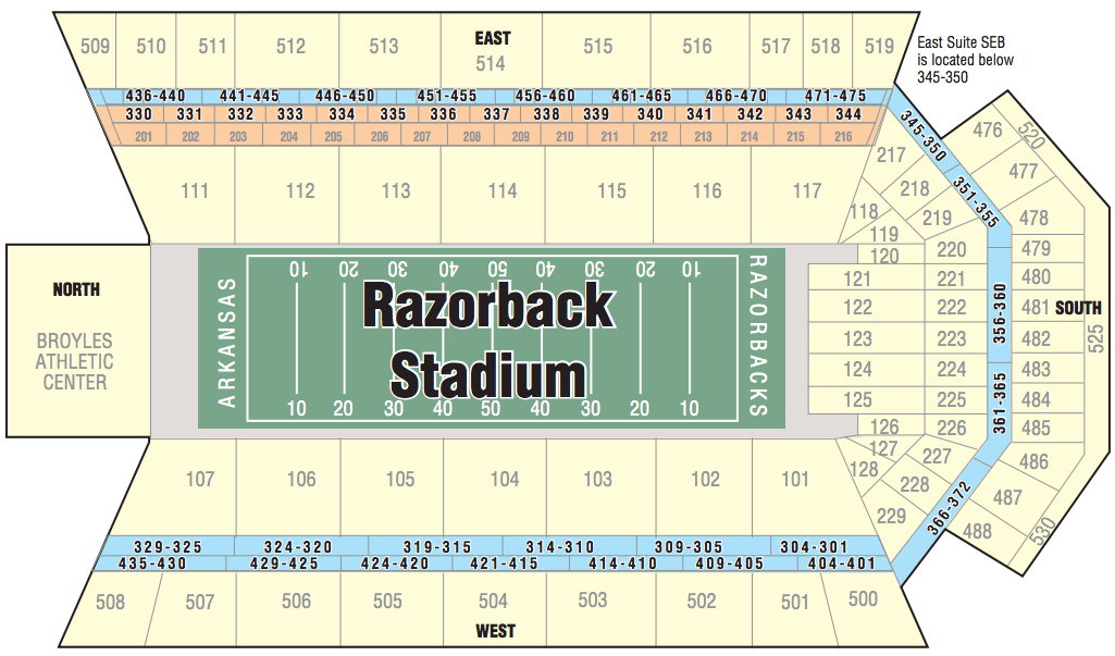 Who Sits Where 2016 Suite Holders At Donald W Reynolds Razorback Stadium