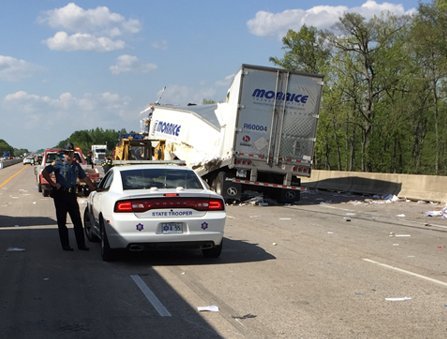 arkansas wreck rollover semi trucks scene killed rock little injured responders involving transportation department police state two arkansasonline