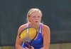 Mary Wright of Hot Springs Lakeside talks about her play in the Overall State Tennis Tournament Wednesday at Burns Park in North Little Rock.