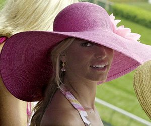 Singer Jessica Simpson wears a colorful hat during Kentucky Derby ...