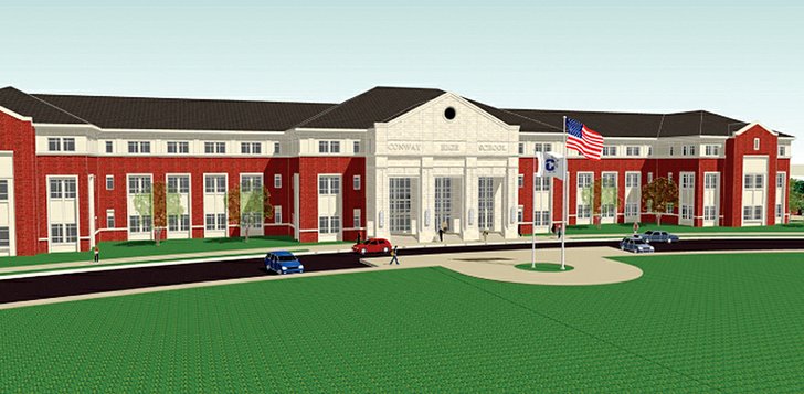 An artist’s rendering shows a reconstructed Conway High School west ...