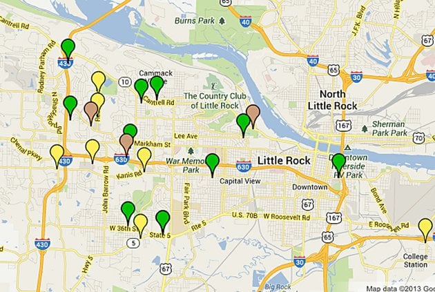 CRIME MAP: 23 burglaries, 9 robberies reported in Little Rock over weekend