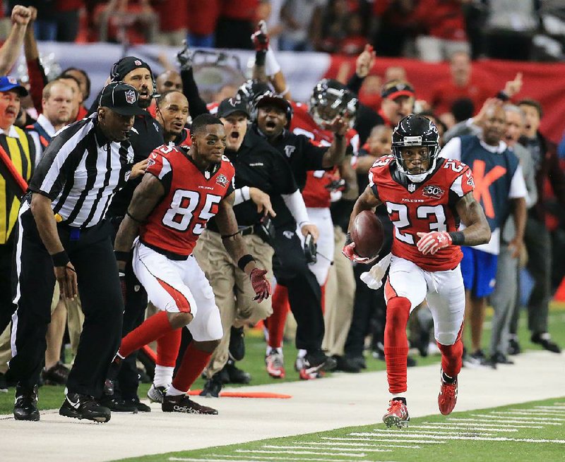 Jones' Interception Return in OT Lifts Falcons over Bucs