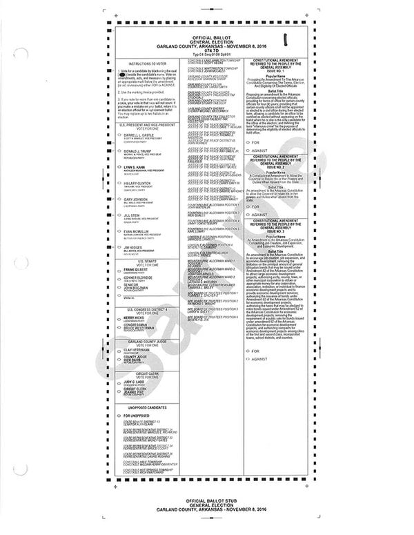 Sample ballot