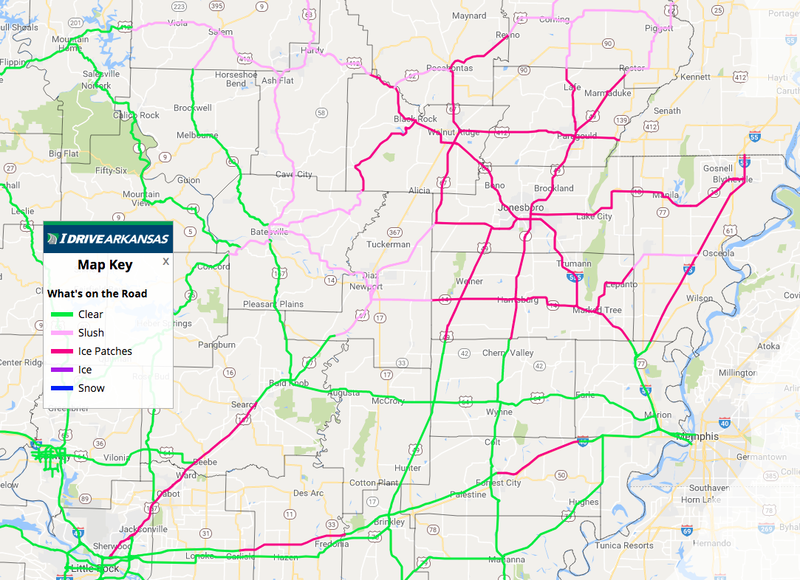 Slick conditions reported on Arkansas highways; weather service warns