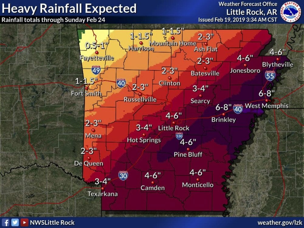 Northwest Arkansas forecast Winter weather in one corner, heavy rains