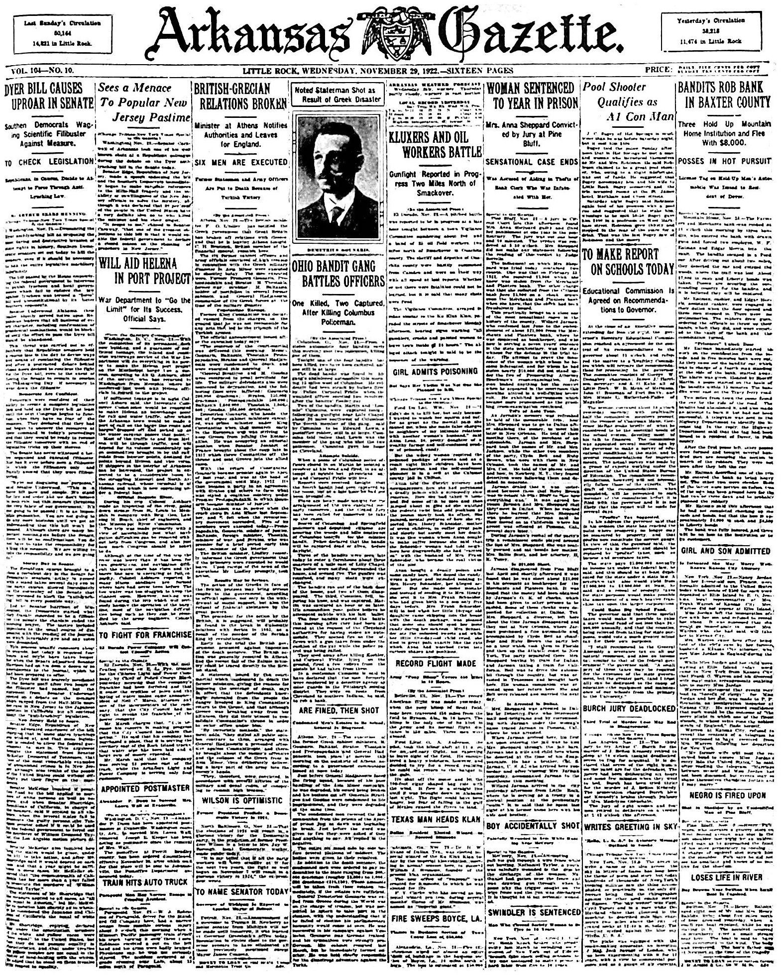 Celebrating 200 years: 1922  The Arkansas Democrat-Gazette