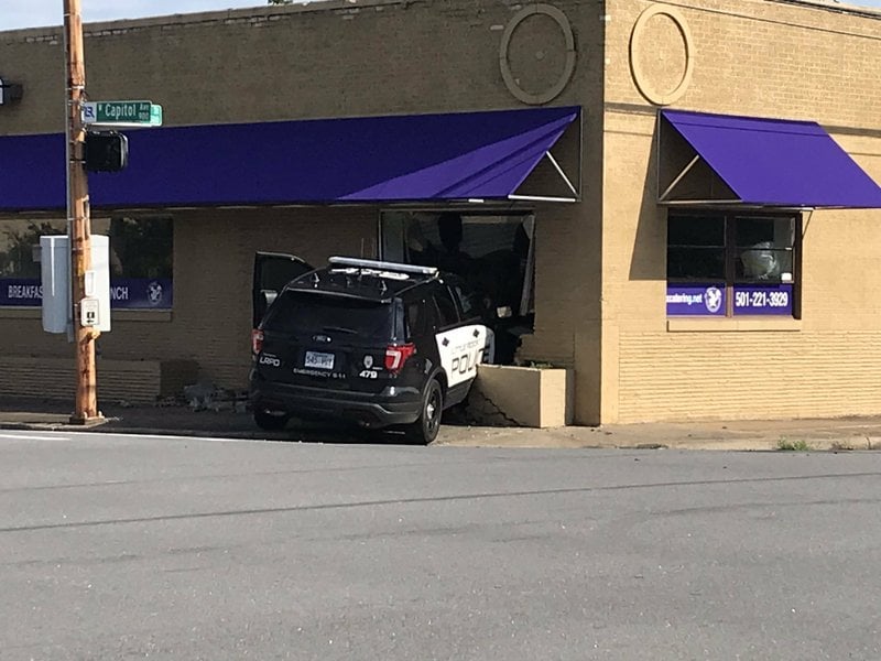 Little Rock Police Vehicle Crashes Into West Capitol Avenue Building