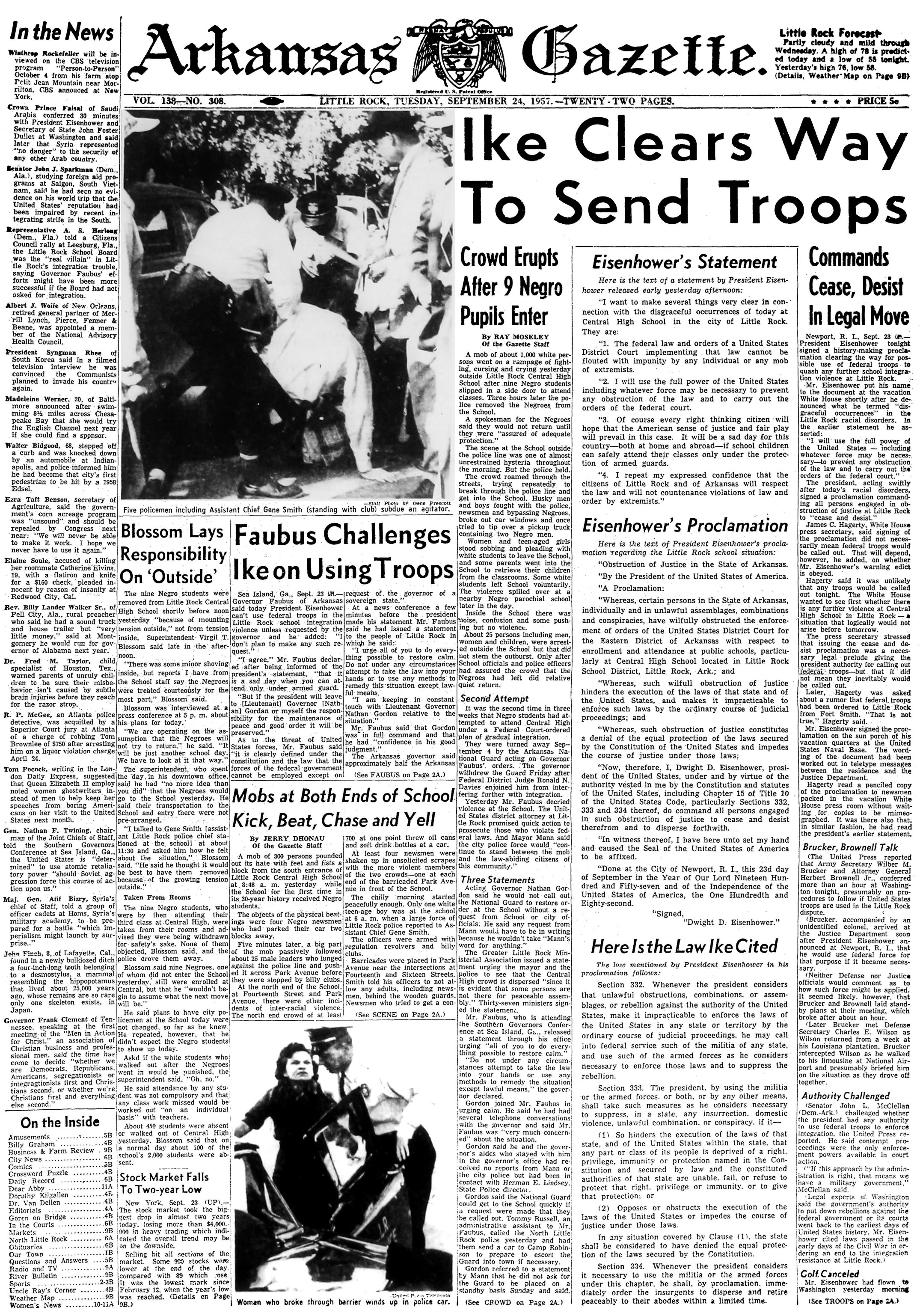 Celebrating 200 years: 1957 | The Arkansas Democrat-Gazette - Arkansas ...