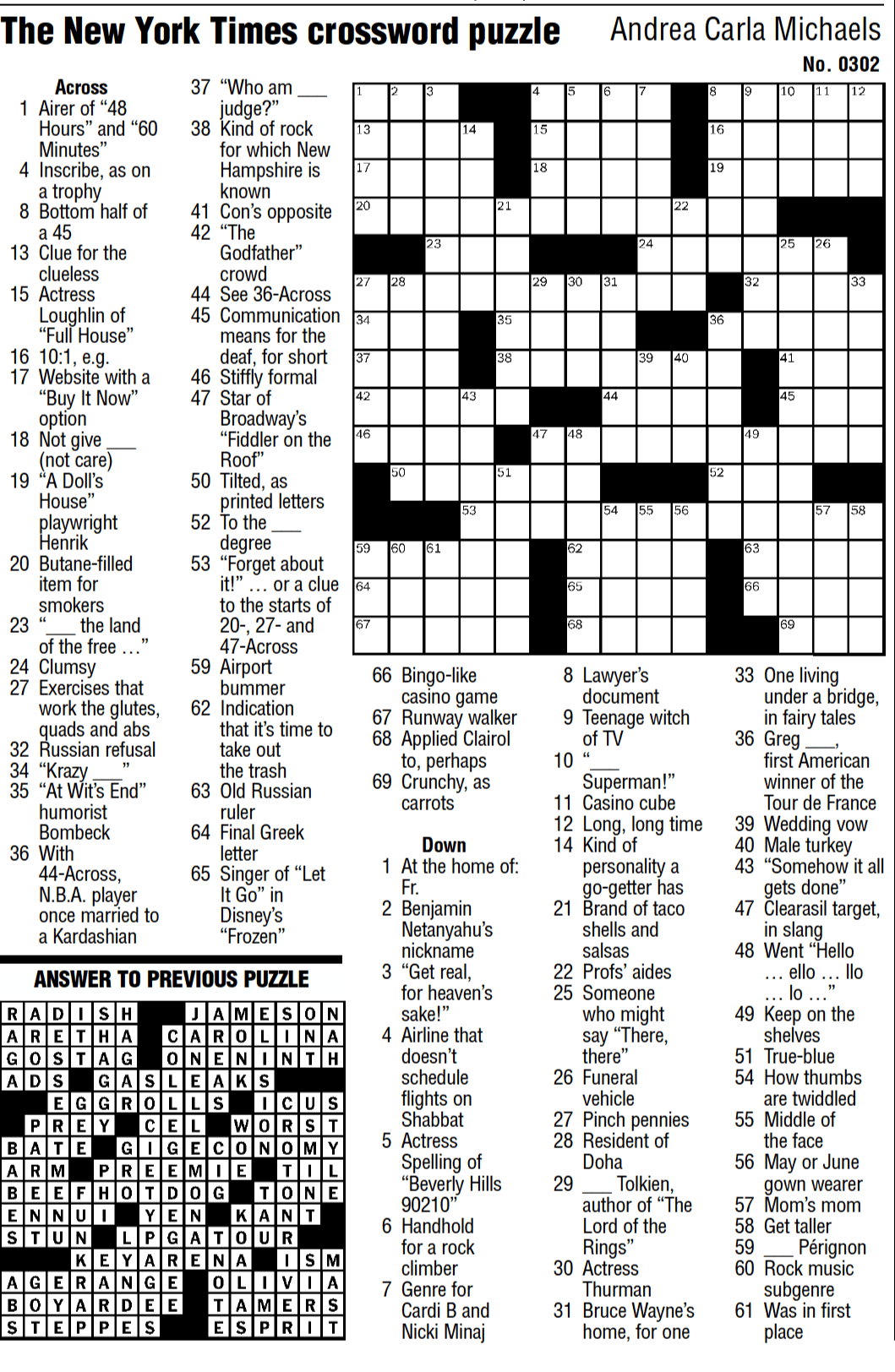 Kind Of Map Nyt Crossword