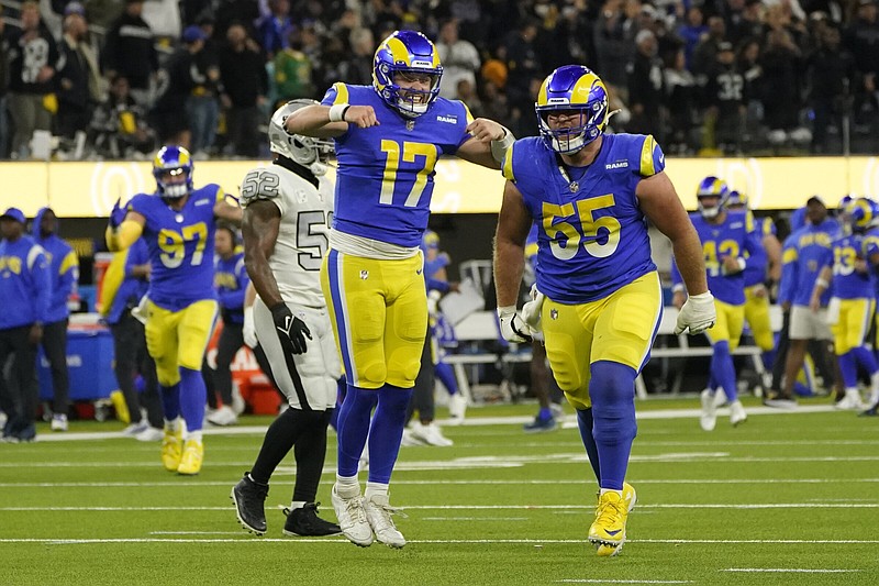 Los Angeles Rams running back Cam Akers (3) warms up before an NFL