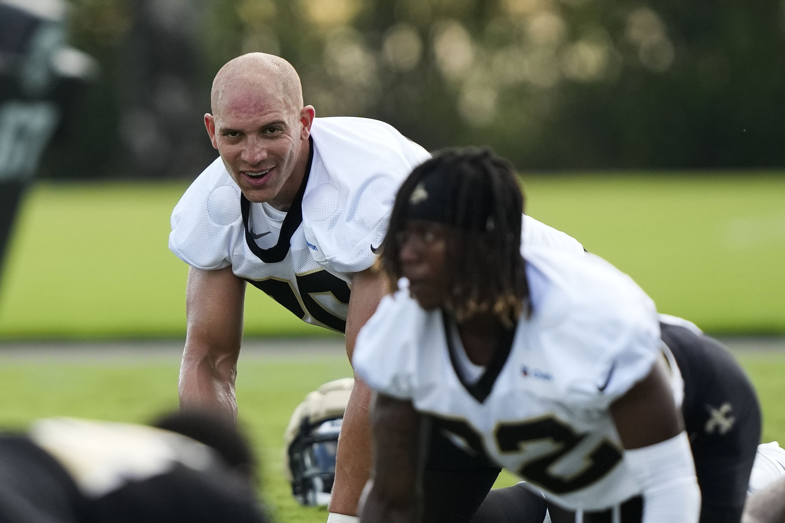 New Orleans, USA. 13th Aug, 2023. August 13, 2023: New Orleans Saints tight  end .Jimmy Graham (80) runs a route during NFL pre-season game action  between the New Orleans Saints and the